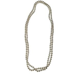 Long White Faux Pearl Necklace single  Strand Classic Vintage Style